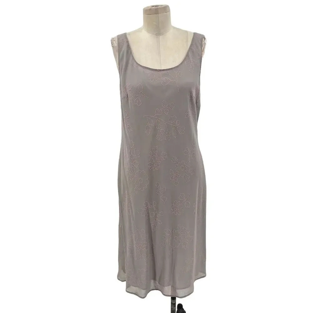 Moschino Cheap and Chic Vintage Gray Pink Floral Embellished Dress‎ Size US 10